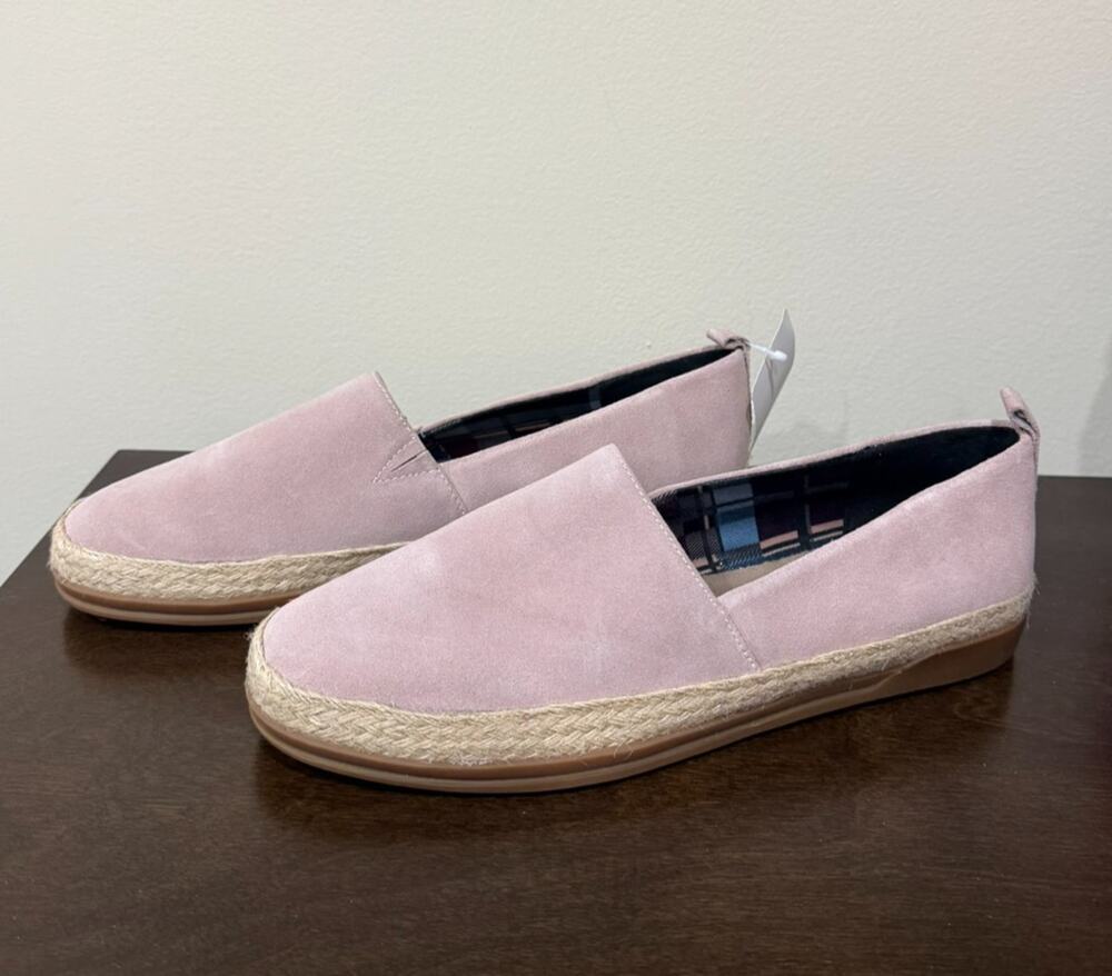 BLONDO Bailey ESPADRILLE Flat Suede LEATHER LOAFER Jute Shoes Womens Sz 11 Pink